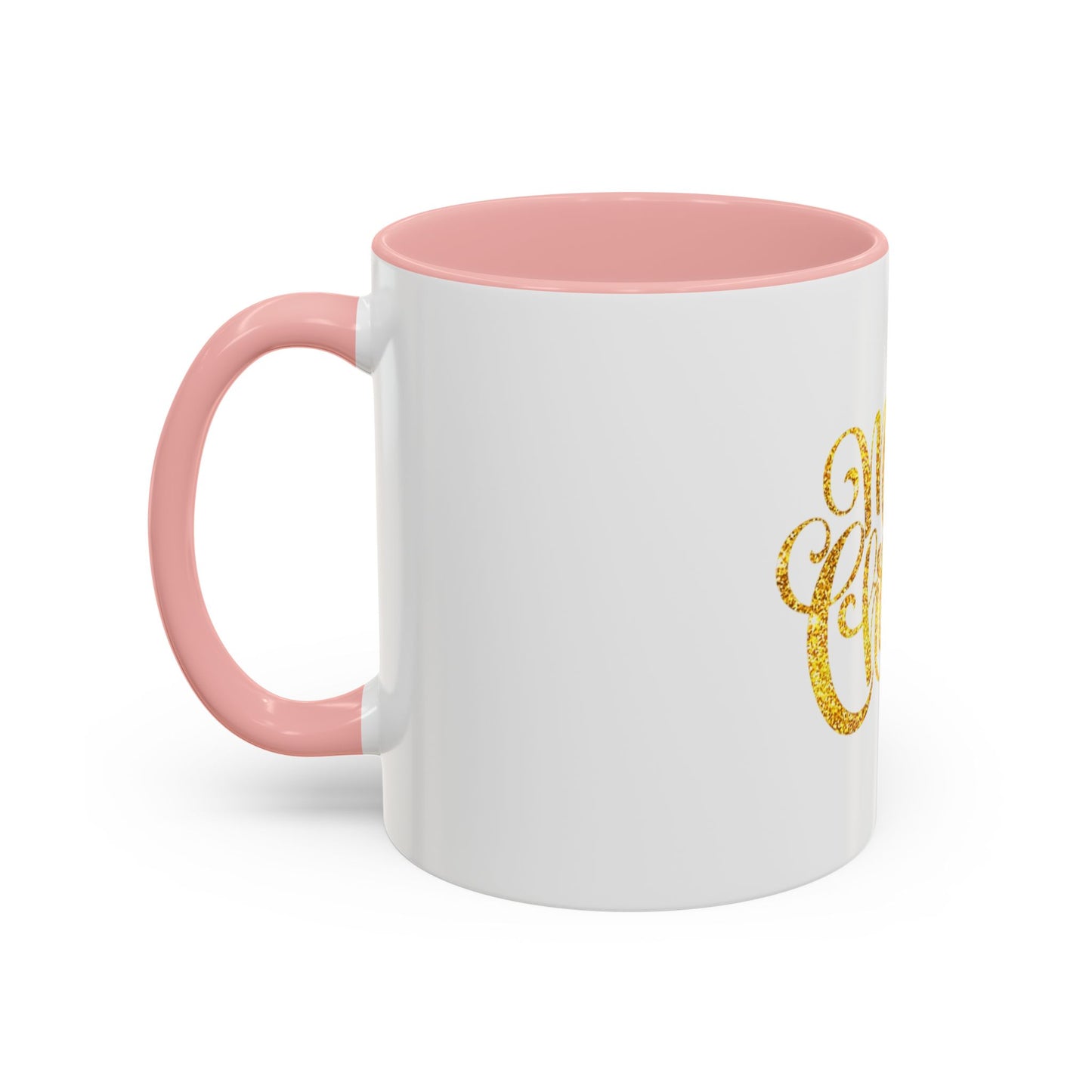 Merry Christmas Accent Coffee Mug, Holiday Gift Mug, Festive Drinkware, Unique Christmas Coffee Cup, Golden Glitter Mug