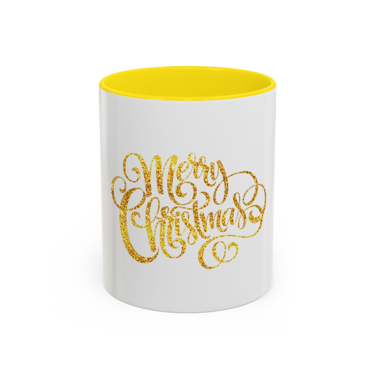Merry Christmas Accent Coffee Mug, Holiday Gift Mug, Festive Drinkware, Unique Christmas Coffee Cup, Golden Glitter Mug