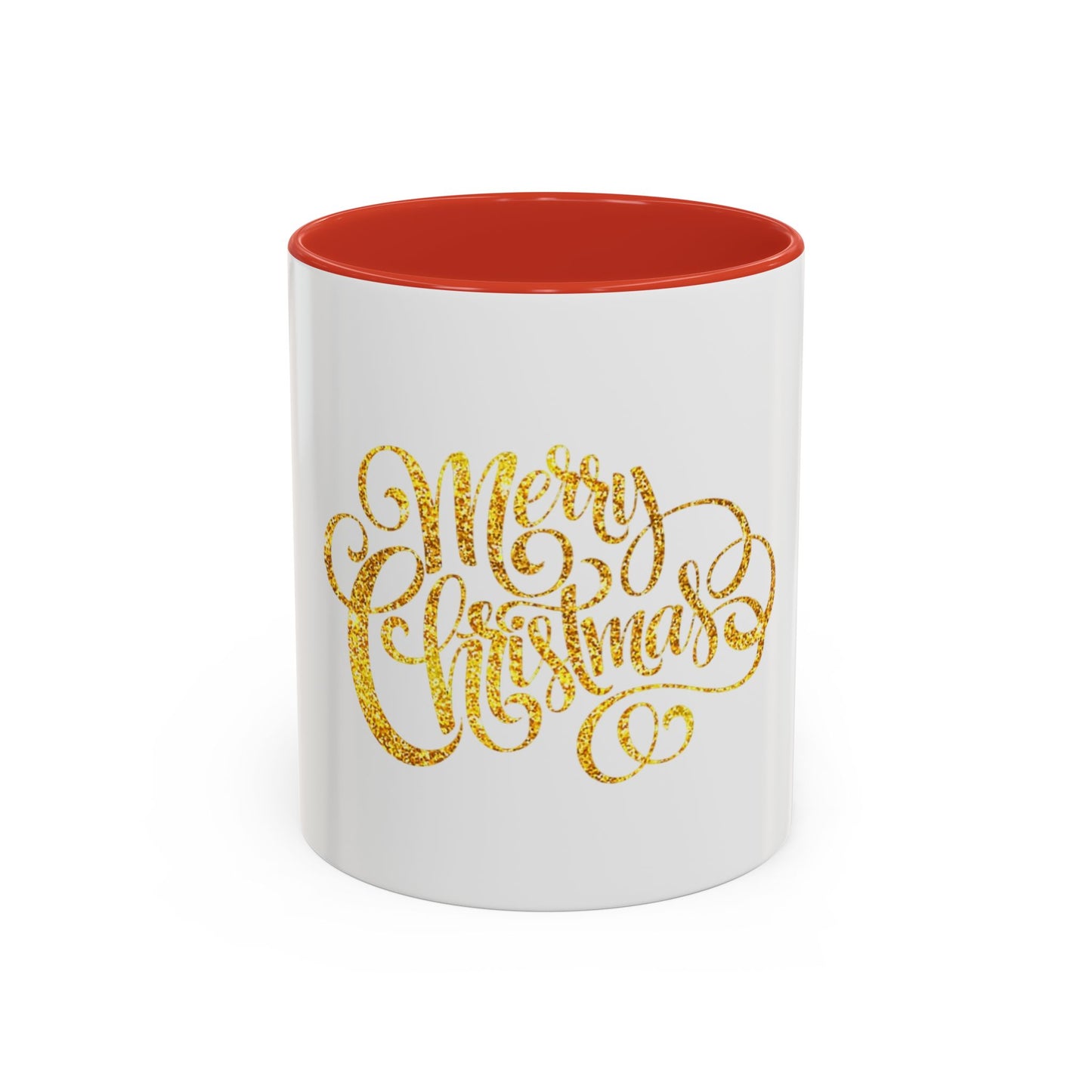 Merry Christmas Accent Coffee Mug, Holiday Gift Mug, Festive Drinkware, Unique Christmas Coffee Cup, Golden Glitter Mug