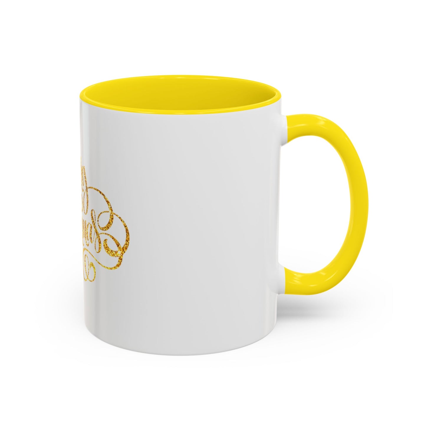 Merry Christmas Accent Coffee Mug, Holiday Gift Mug, Festive Drinkware, Unique Christmas Coffee Cup, Golden Glitter Mug