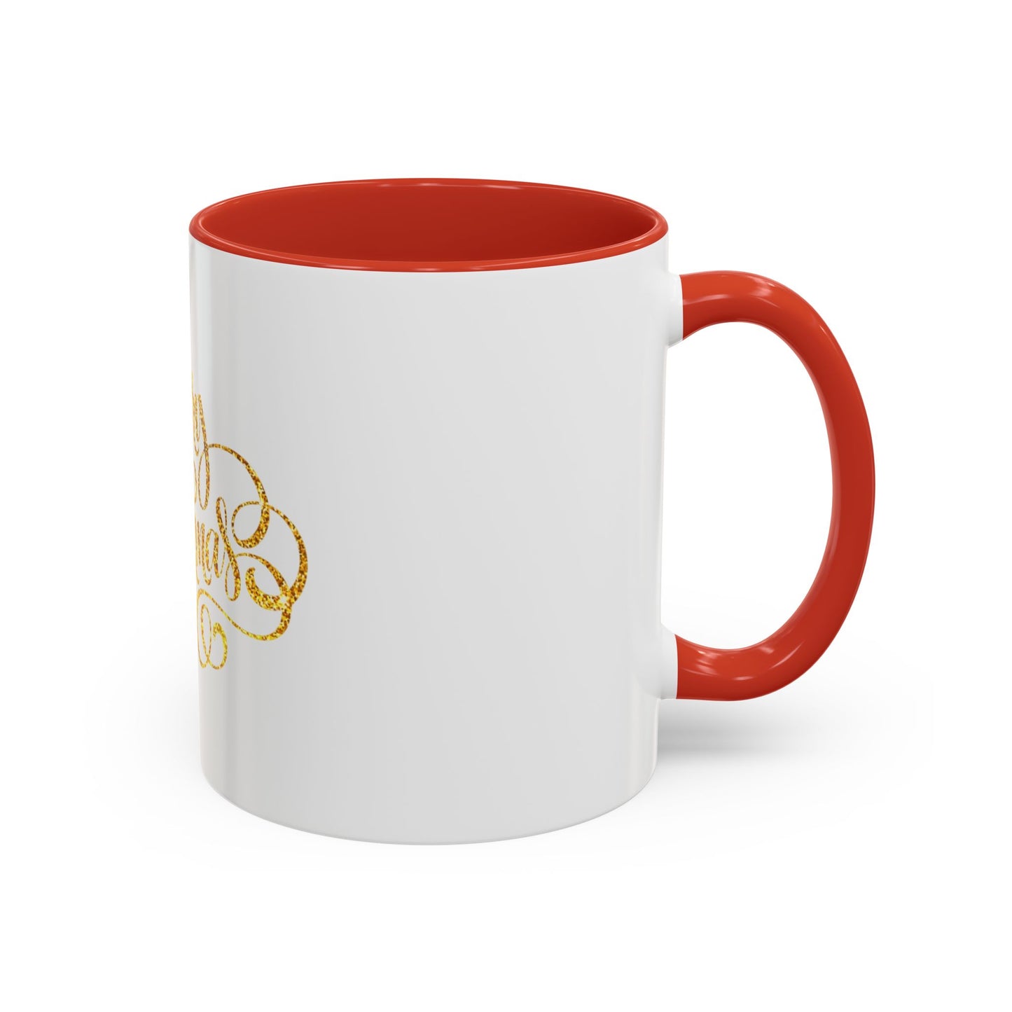 Merry Christmas Accent Coffee Mug, Holiday Gift Mug, Festive Drinkware, Unique Christmas Coffee Cup, Golden Glitter Mug