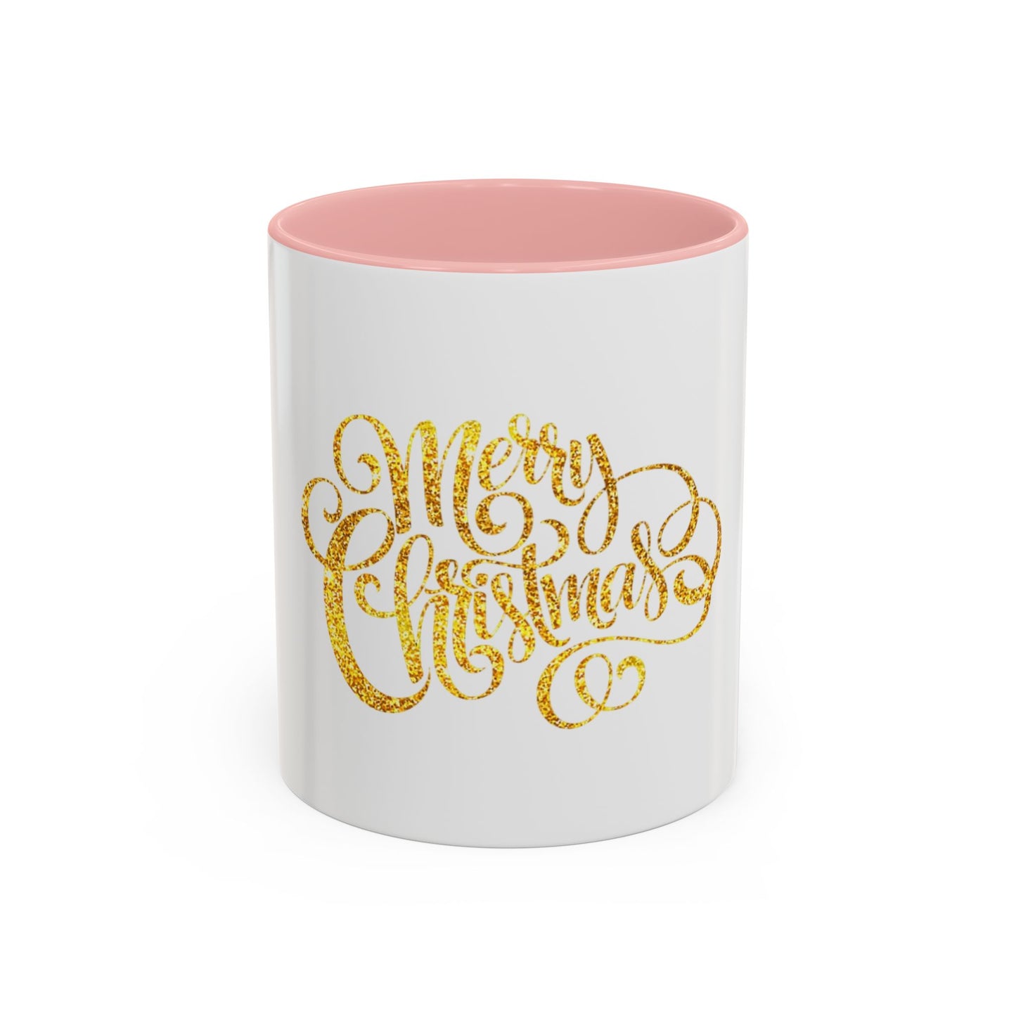 Merry Christmas Accent Coffee Mug, Holiday Gift Mug, Festive Drinkware, Unique Christmas Coffee Cup, Golden Glitter Mug