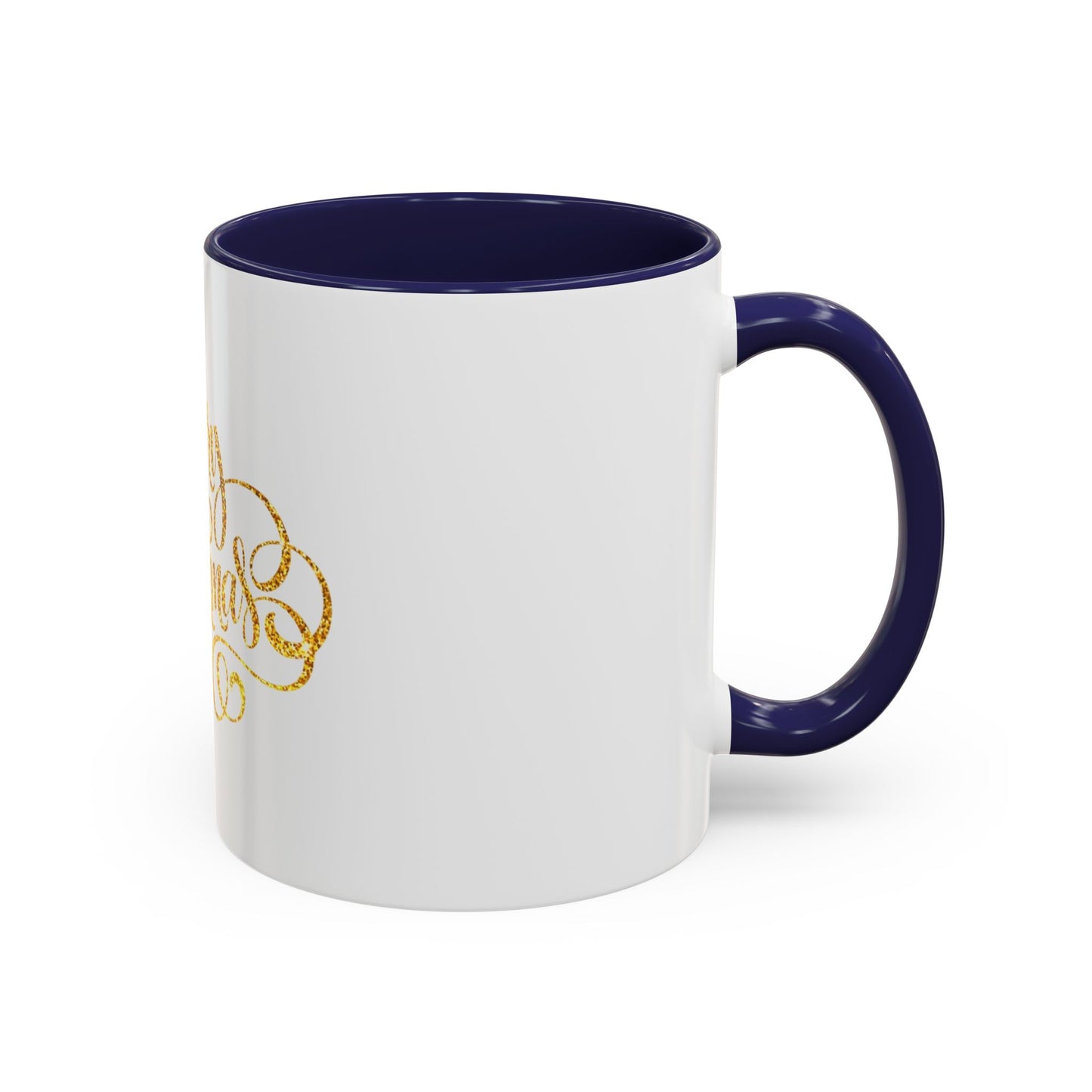 Merry Christmas Accent Coffee Mug, Holiday Gift Mug, Festive Drinkware, Unique Christmas Coffee Cup, Golden Glitter Mug