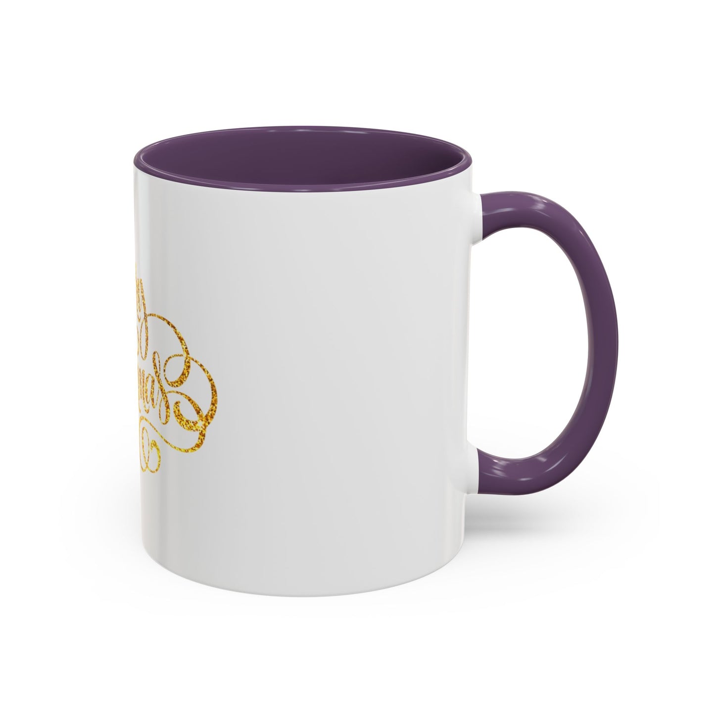 Merry Christmas Accent Coffee Mug, Holiday Gift Mug, Festive Drinkware, Unique Christmas Coffee Cup, Golden Glitter Mug