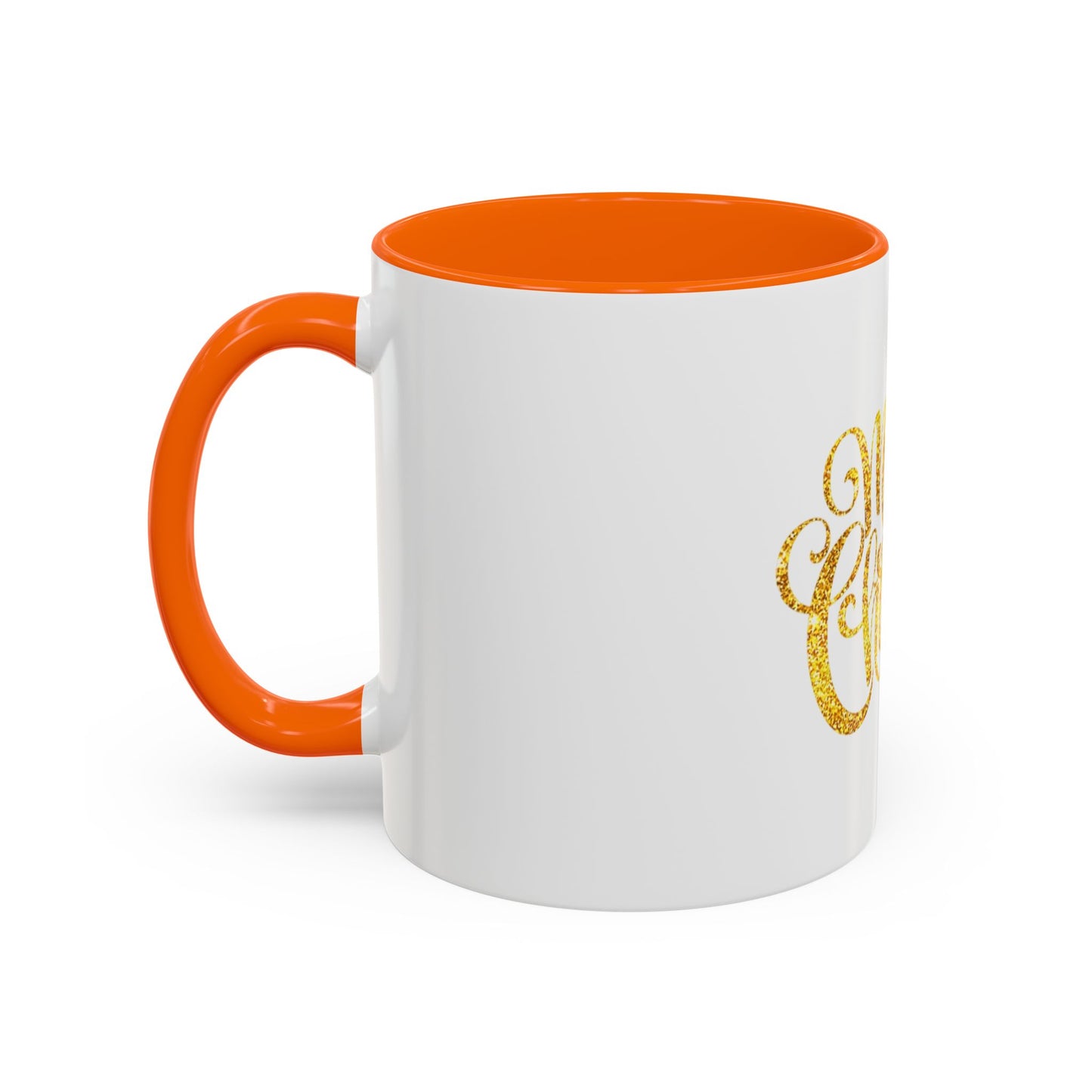 Merry Christmas Accent Coffee Mug, Holiday Gift Mug, Festive Drinkware, Unique Christmas Coffee Cup, Golden Glitter Mug