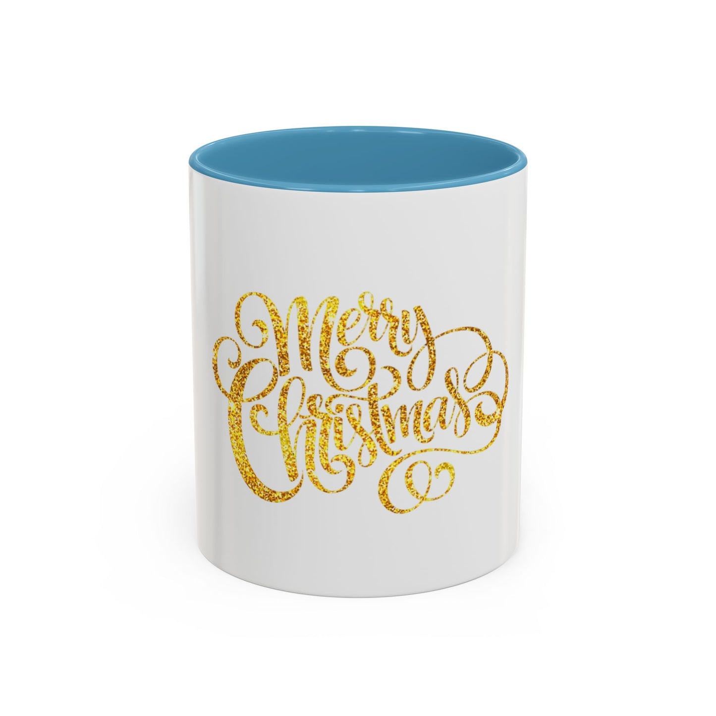 Merry Christmas Accent Coffee Mug, Holiday Gift Mug, Festive Drinkware, Unique Christmas Coffee Cup, Golden Glitter Mug