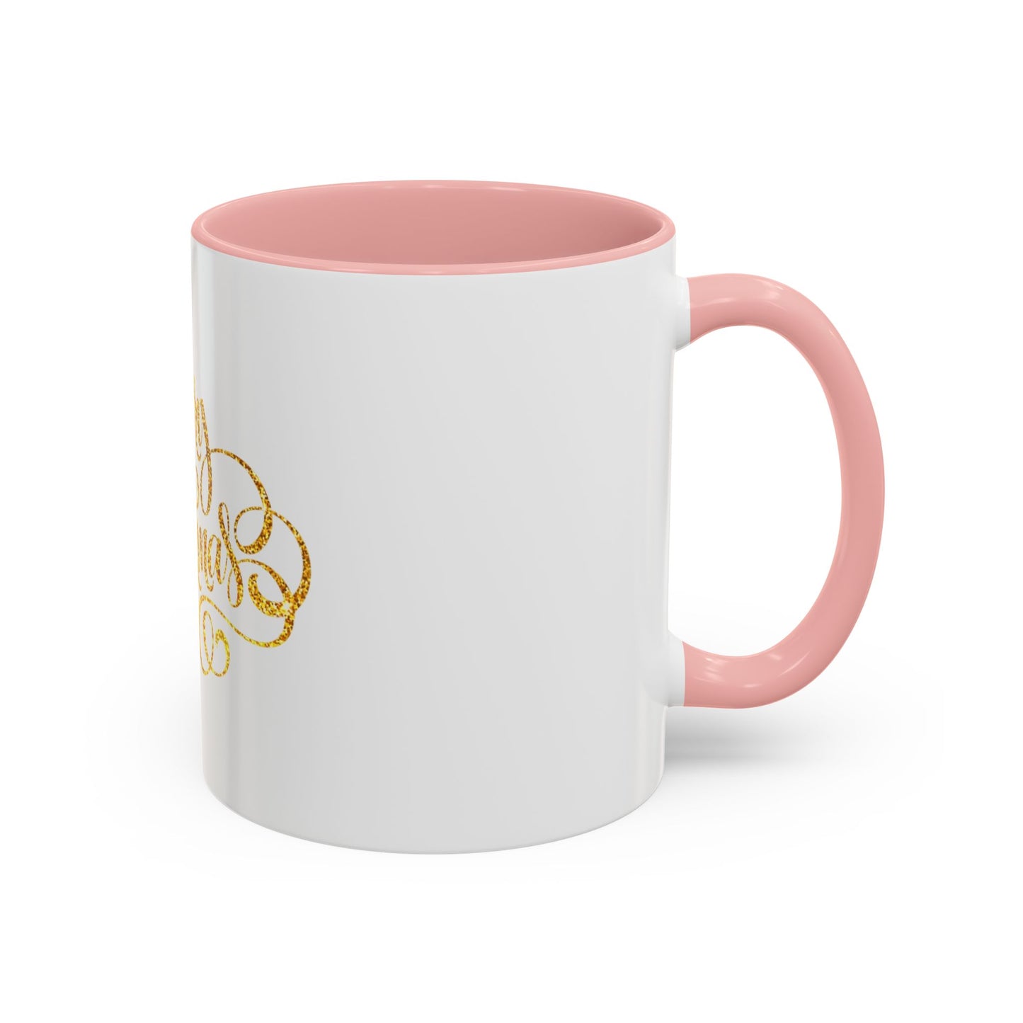 Merry Christmas Accent Coffee Mug, Holiday Gift Mug, Festive Drinkware, Unique Christmas Coffee Cup, Golden Glitter Mug