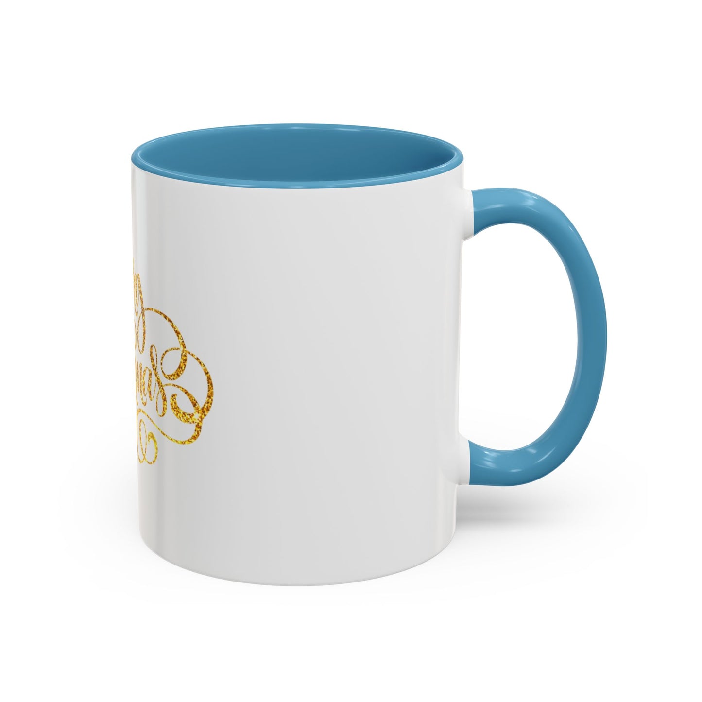 Merry Christmas Accent Coffee Mug, Holiday Gift Mug, Festive Drinkware, Unique Christmas Coffee Cup, Golden Glitter Mug