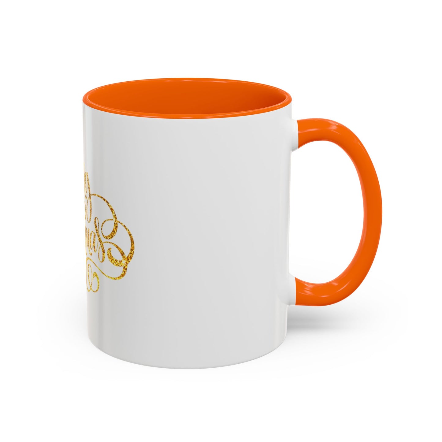 Merry Christmas Accent Coffee Mug, Holiday Gift Mug, Festive Drinkware, Unique Christmas Coffee Cup, Golden Glitter Mug