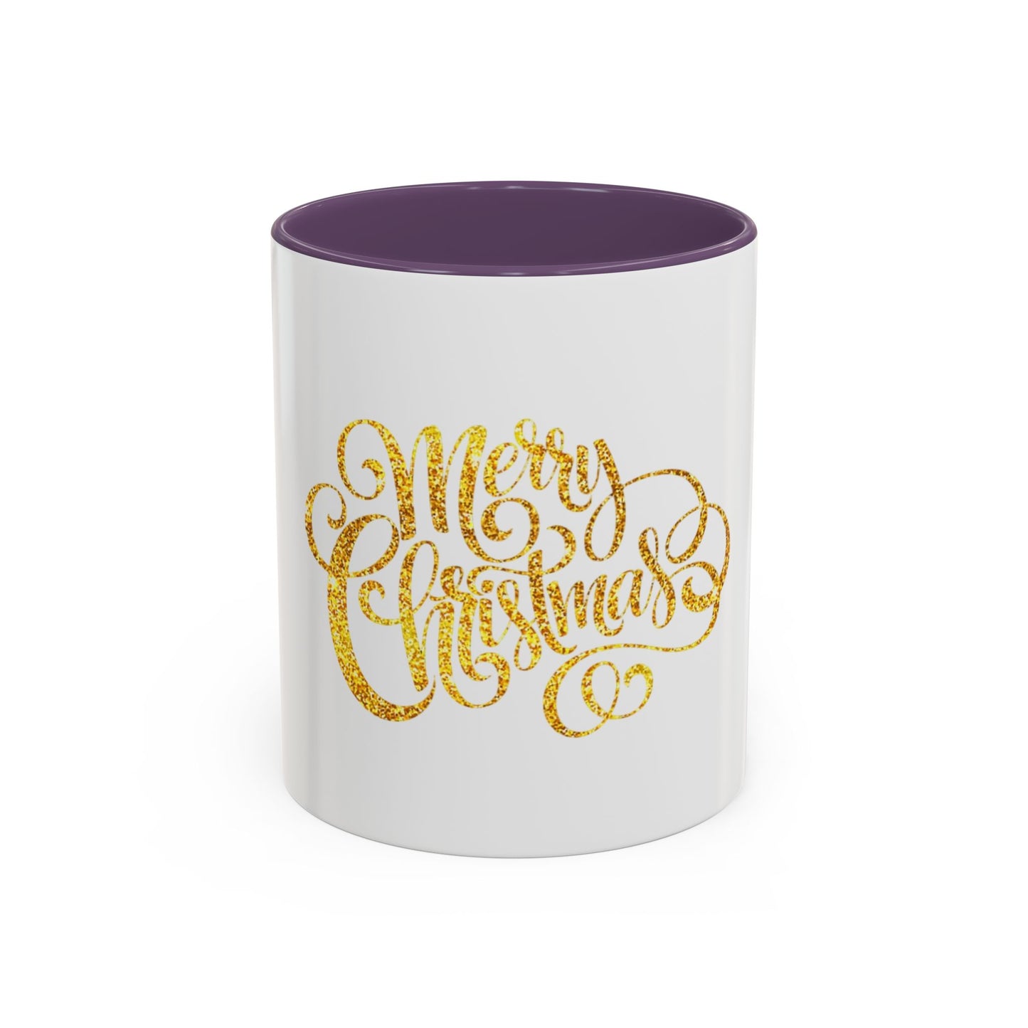 Merry Christmas Accent Coffee Mug, Holiday Gift Mug, Festive Drinkware, Unique Christmas Coffee Cup, Golden Glitter Mug