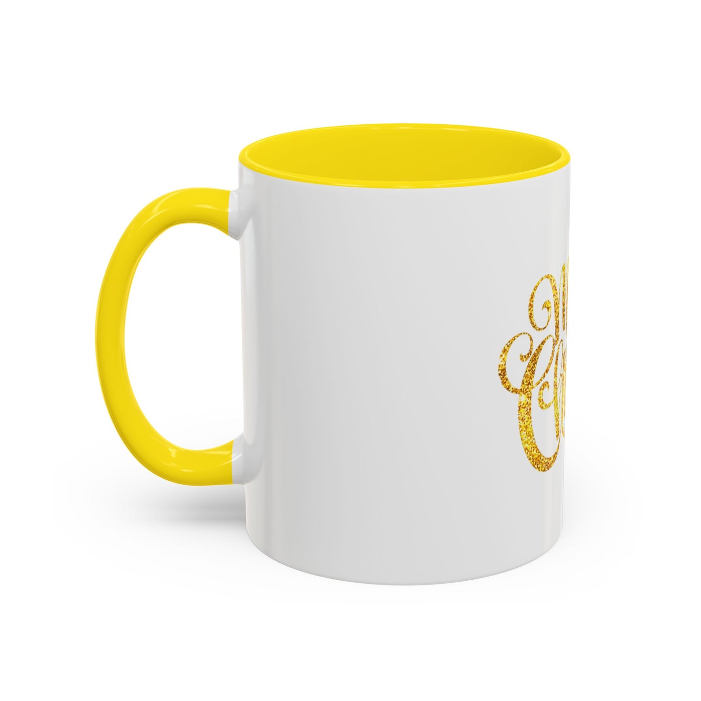 Merry Christmas Accent Coffee Mug, Holiday Gift Mug, Festive Drinkware, Unique Christmas Coffee Cup, Golden Glitter Mug