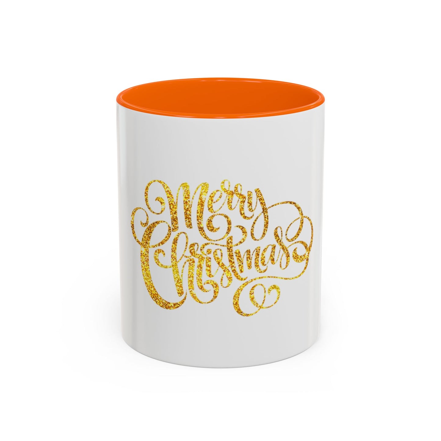 Merry Christmas Accent Coffee Mug, Holiday Gift Mug, Festive Drinkware, Unique Christmas Coffee Cup, Golden Glitter Mug